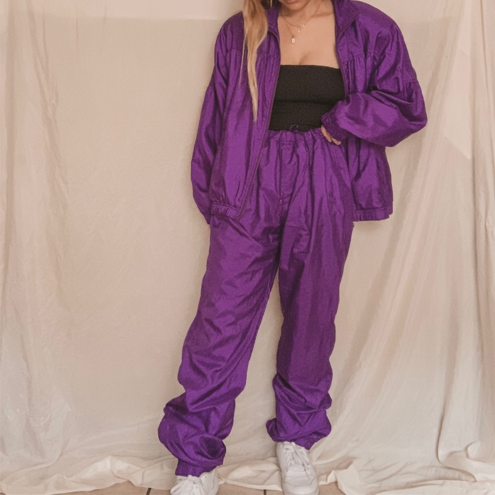 VTG USA Olympic purple windbreaker pant jacket set - Picture 2 of 8